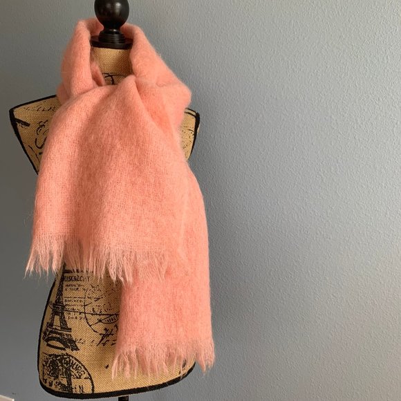 Vintage Accessories - Vintage 60s Glentana Pink Mohair Scottish Scarf